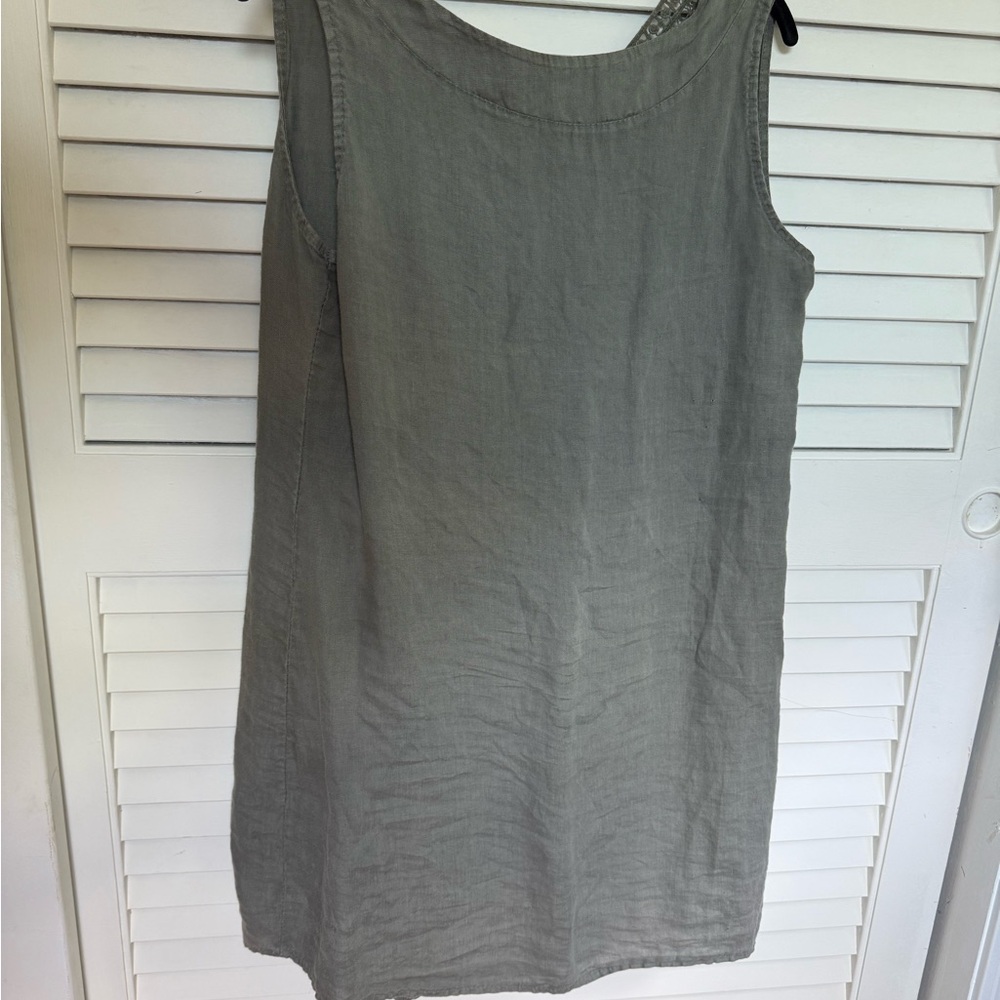 Chic Sleeveless Olive Linen Mini Dress